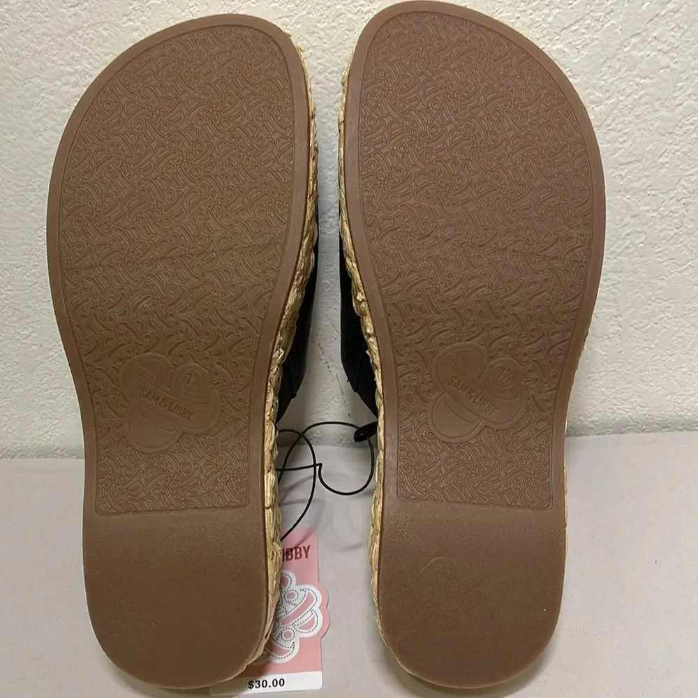 Women's SAM & LIBBY Black Ingrid Espadrille Slide Sandals Size: 7.5 - NWT